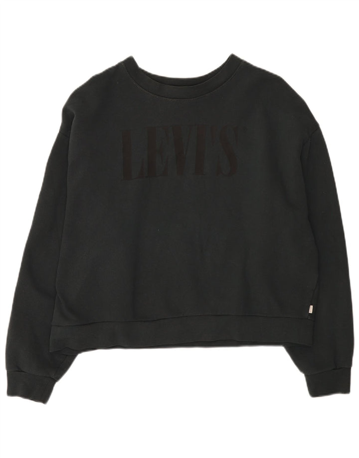 Moletom feminino Levi's Oversized Crop Jumper Reino Unido 14 Médio Azul Marinho