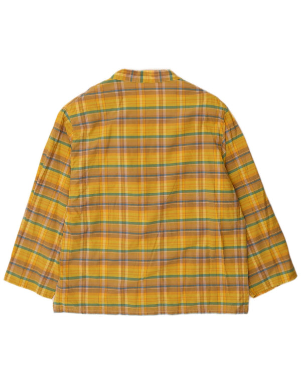 Jaqueta Blazer Oversized Feminina Vintage com 2 Botões Reino Unido 14 Médio Amarelo Xadrez