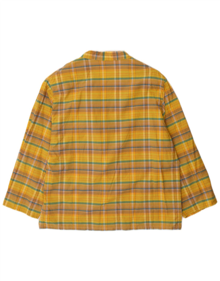 Jaqueta Blazer Oversized Feminina Vintage com 2 Botões Reino Unido 14 Médio Amarelo Xadrez
