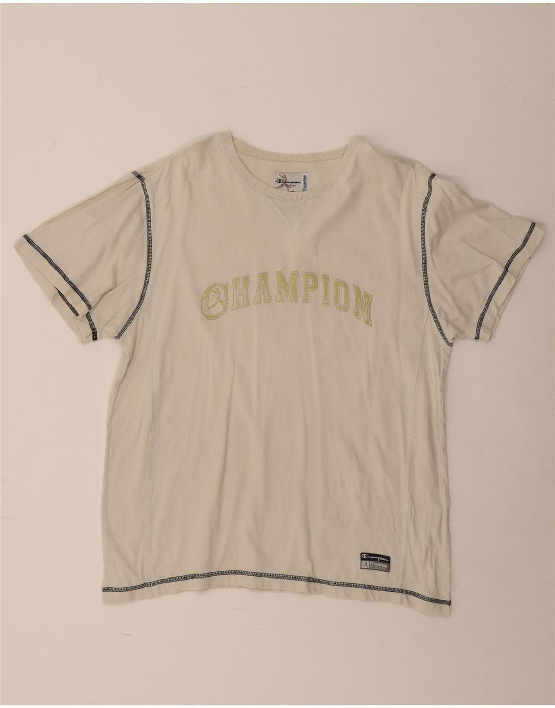 Camiseta masculina estampada Champion grande de algodão branco