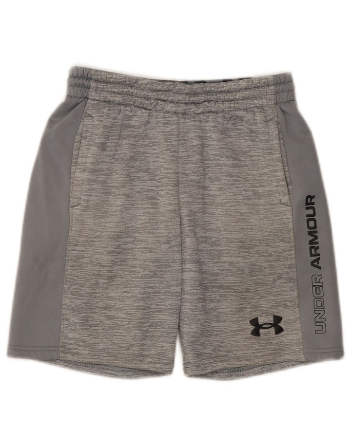 Shorts esportivos gráficos Under Armour Boys 9-10 anos cinza médio manchado
