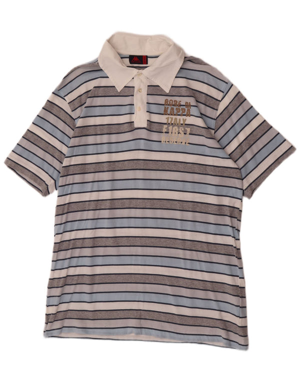 Camisa polo masculina gráfica de rugby Kappa 2XL algodão listrado multicolorido