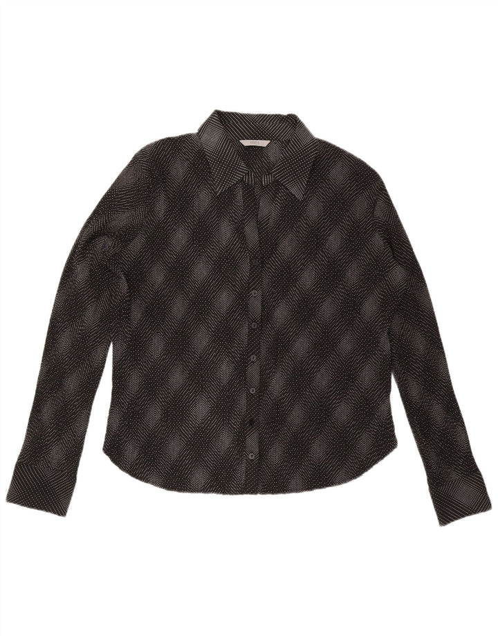 Blusa feminina Marks & Spencer UK 20 2XL poliéster xadrez preto