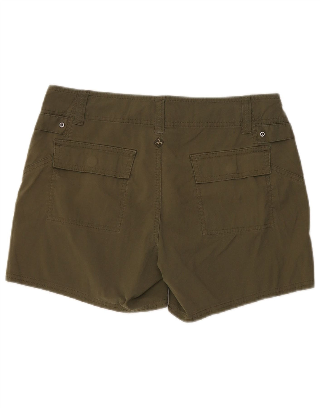 Shorts cargo feminino Prana EUA 8 médio W32 algodão cáqui