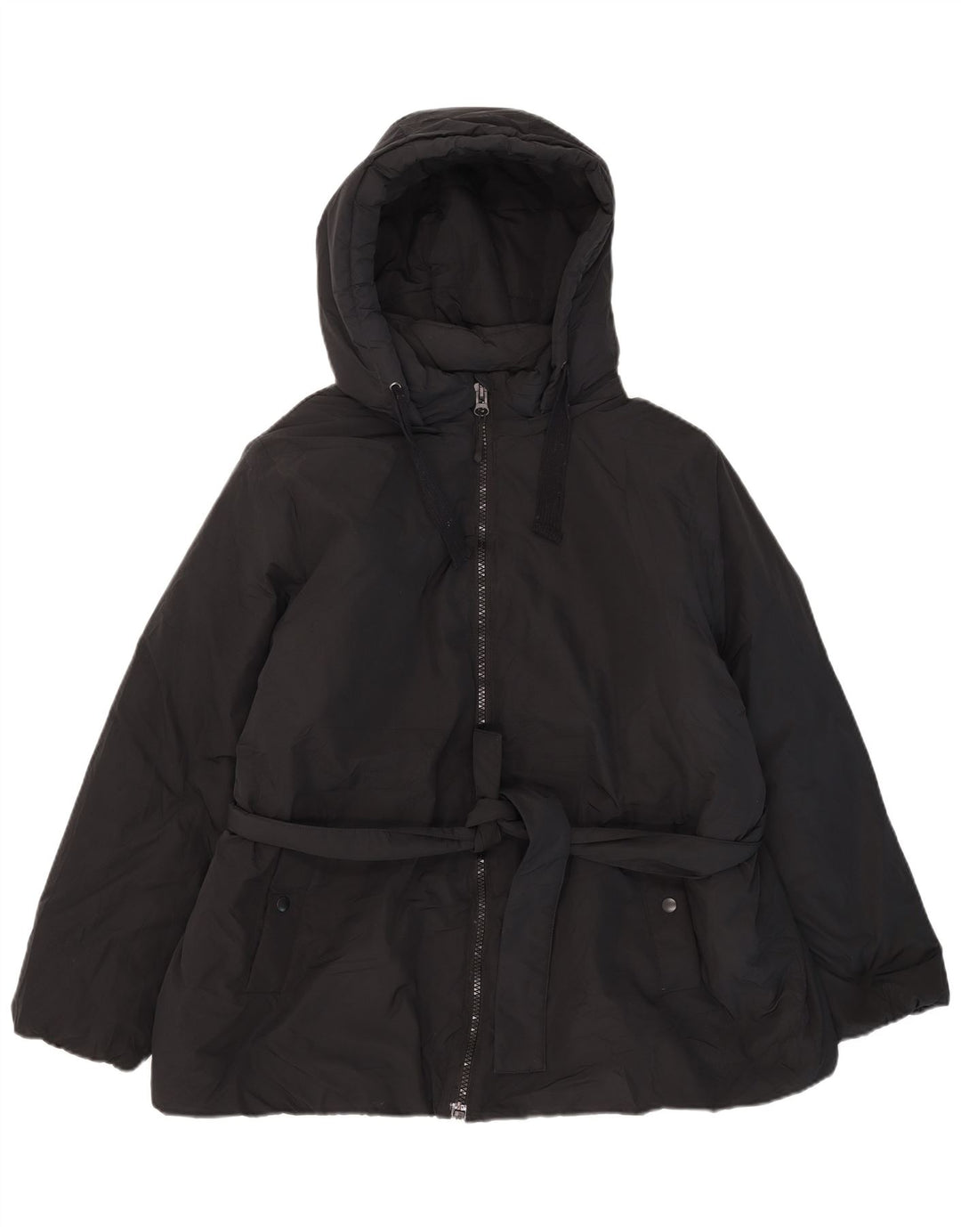Jaqueta feminina acolchoada com capuz Marks & Spencer UK 20 2XL poliéster preto
