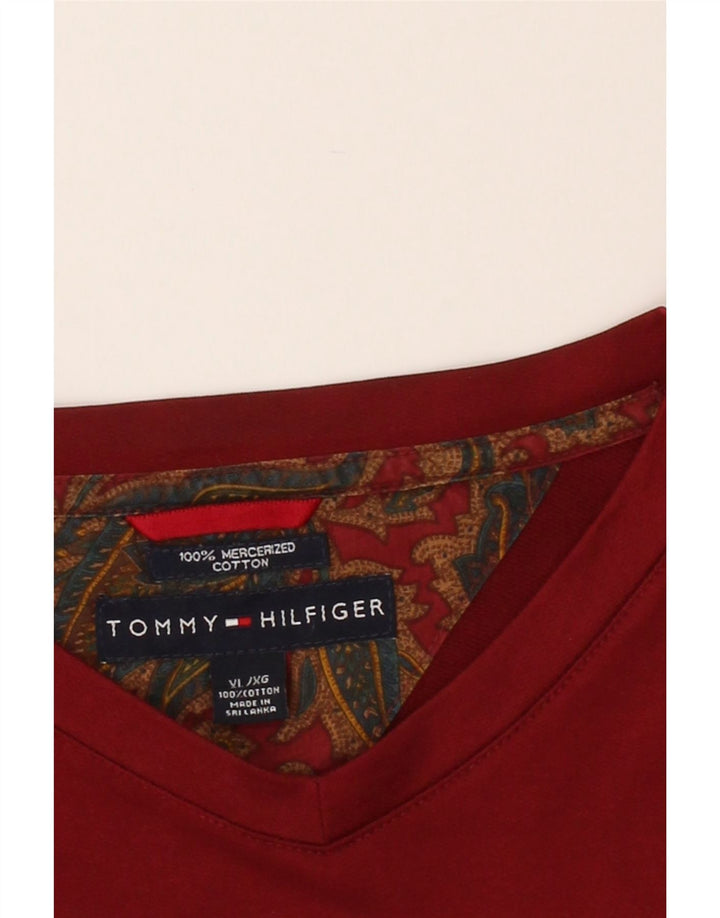 TOMMY HILFIGER Mens Top Long Sleeve XL Burgundy Cotton Vintage Tommy Hilfiger and Second-Hand Tommy Hilfiger from Messina Hembry 