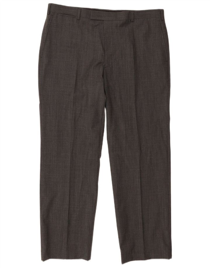 Calça masculina Marks & Spencer Autograph Straight Suit W38 L31 Lã Cinza