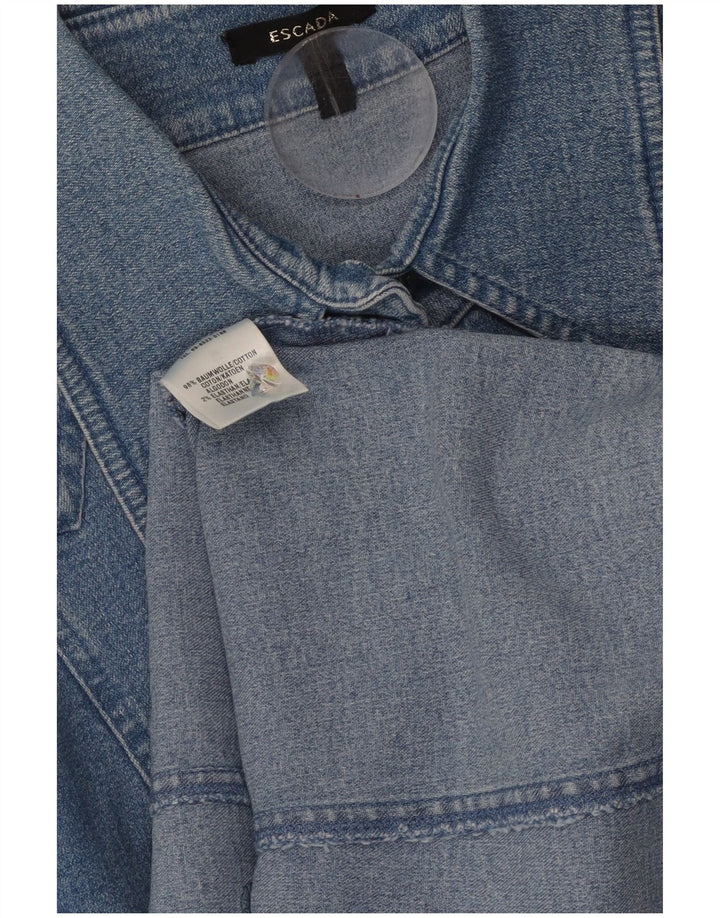 Camisa jeans feminina ESCADA EU 42 grande algodão azul