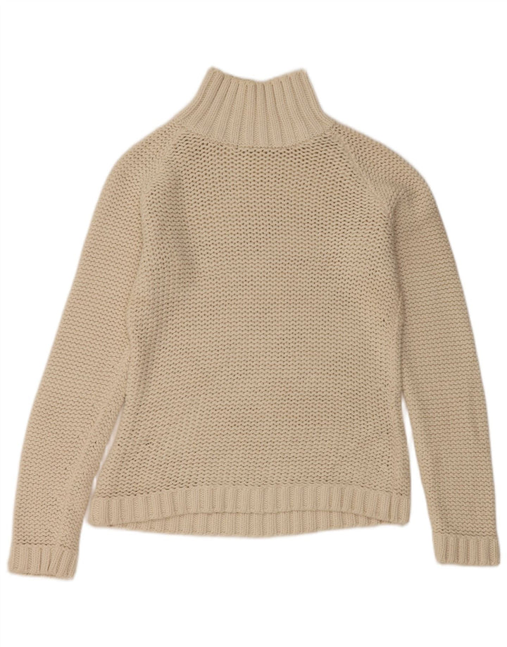 Suéter feminino Eddie Bauer com gola tartaruga Reino Unido 8 pequeno algodão branco