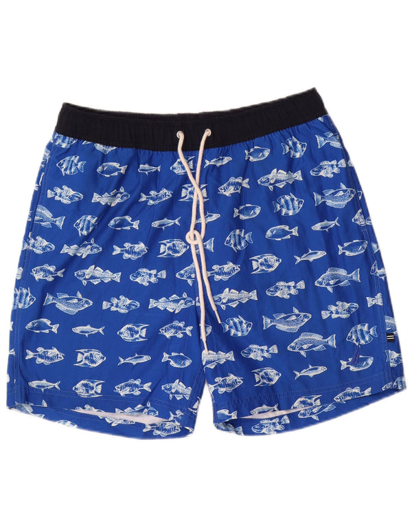 Shorts de natação masculino NAUTICA com padrão abstrato poliéster azul médio