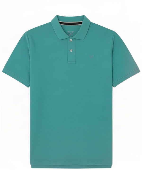 Camisa polo masculina XL da Crew Clothing algodão turquesa