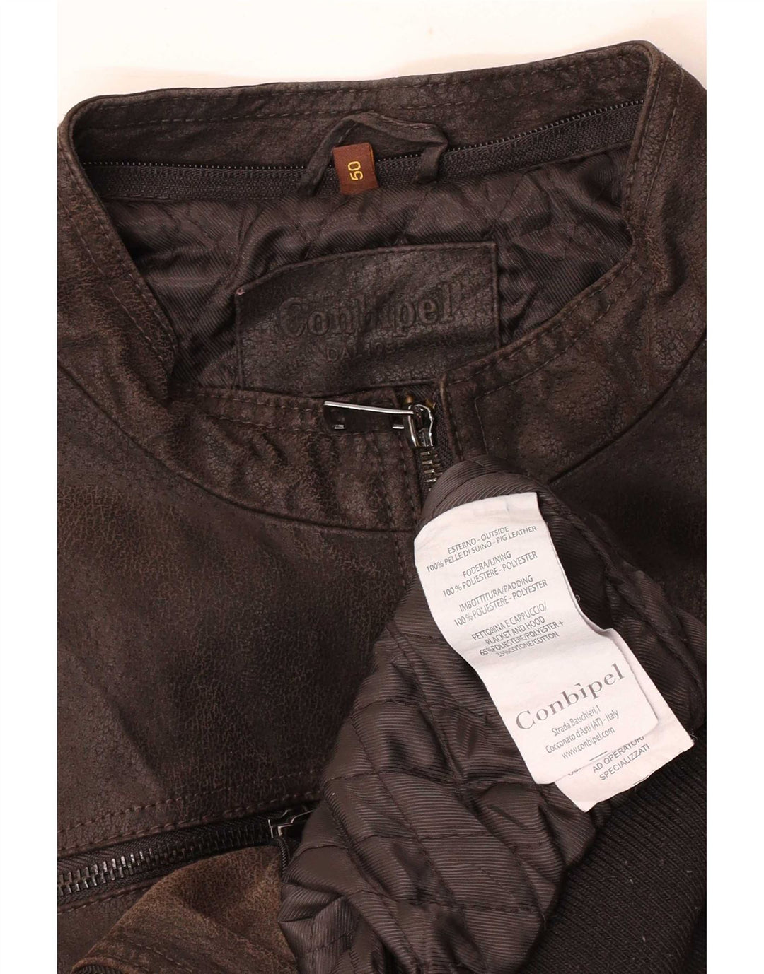 Jaqueta bomber masculina de couro Conbipel IT 50 grande marrom