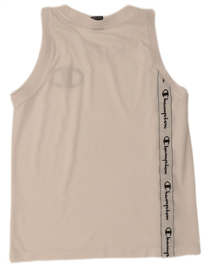 CHAMPION Mens Colete Gráfico Top Médio Branco