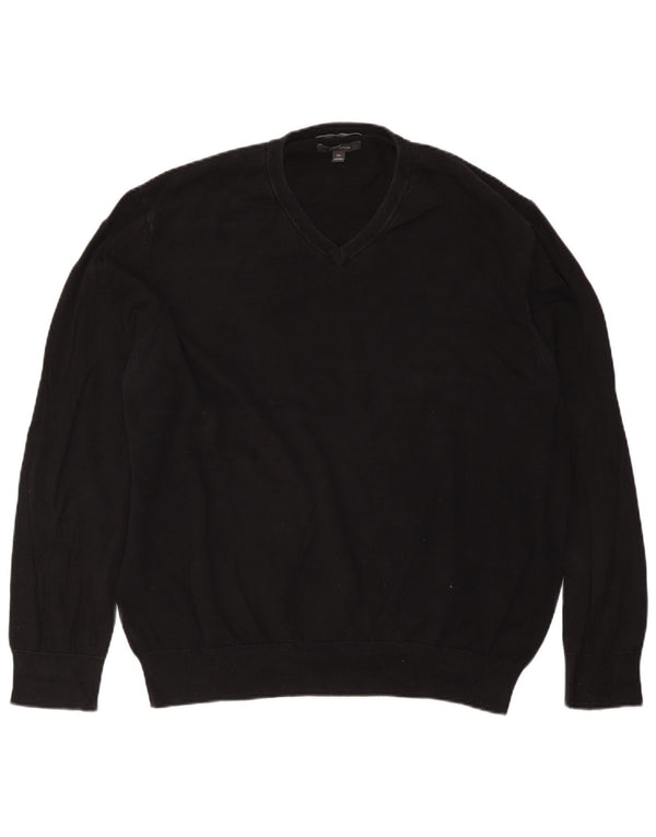 Suéter masculino Marks & Spencer com decote em V 2XL algodão preto