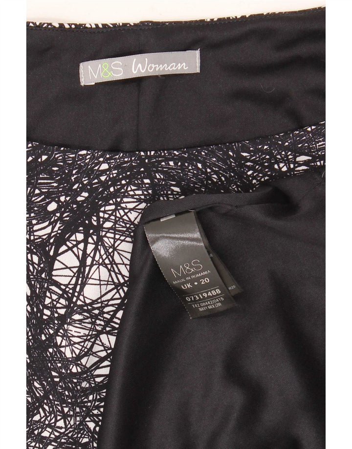 Vestido feminino Marks & Spencer com bainha com padrão abstrato Reino Unido 20 2XL preto