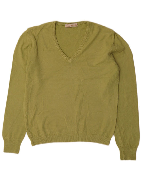 Suéter feminino Zara com decote em V Reino Unido 14 grande acrílico verde