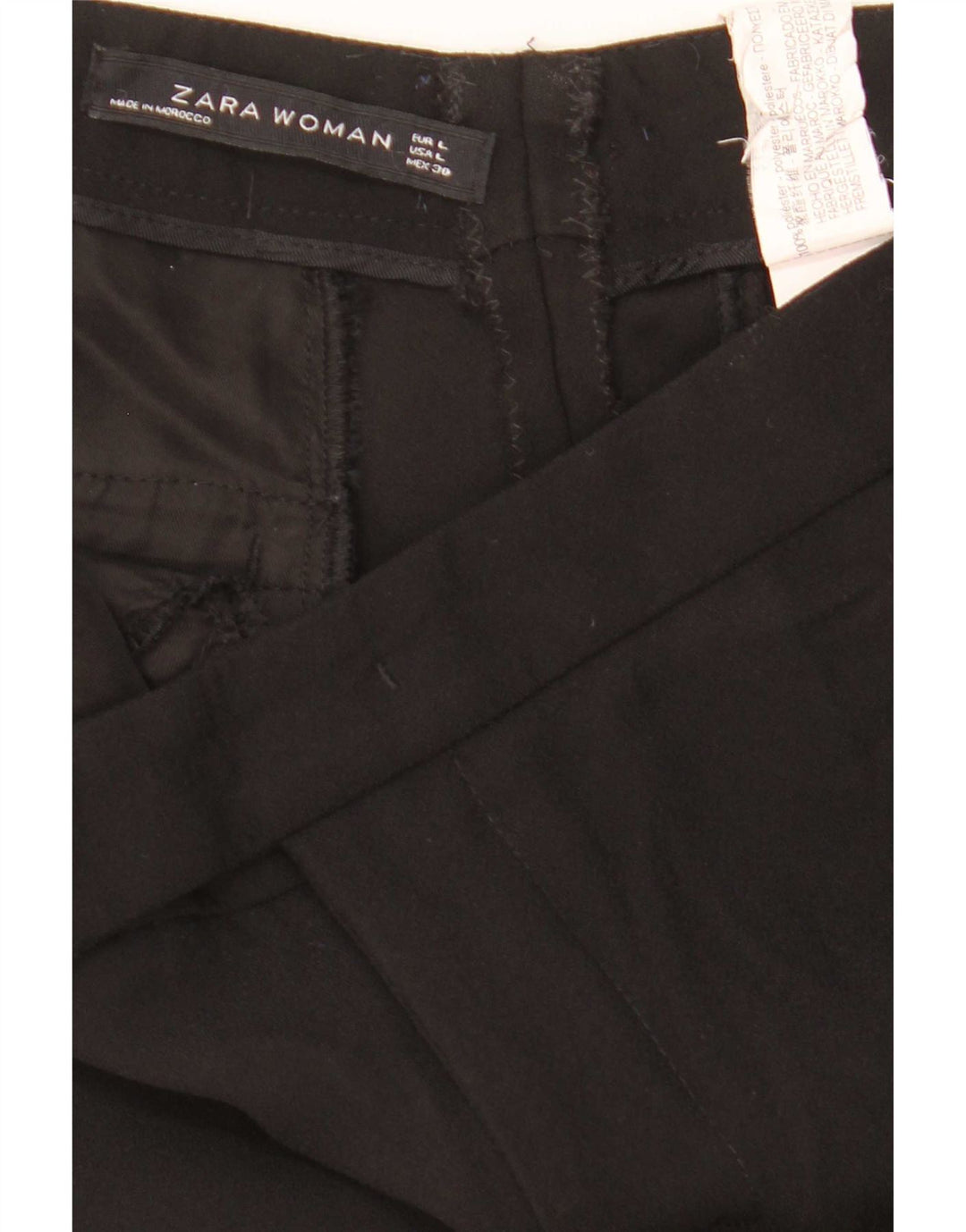 Zara Calça feminina flare casual grande W32 L32 poliéster preto