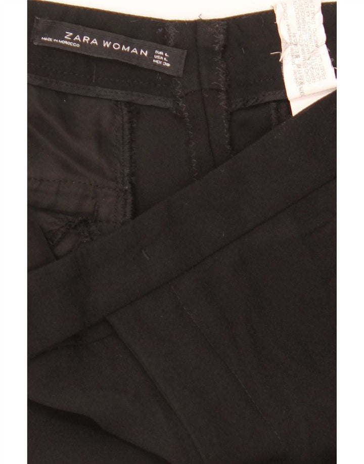 Zara Calça feminina flare casual grande W32 L32 poliéster preto