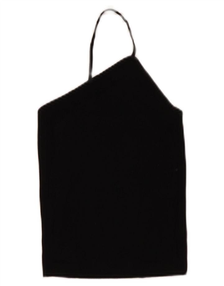 Zara Womens Crop Top UK 10 Pequeno Preto Viscose