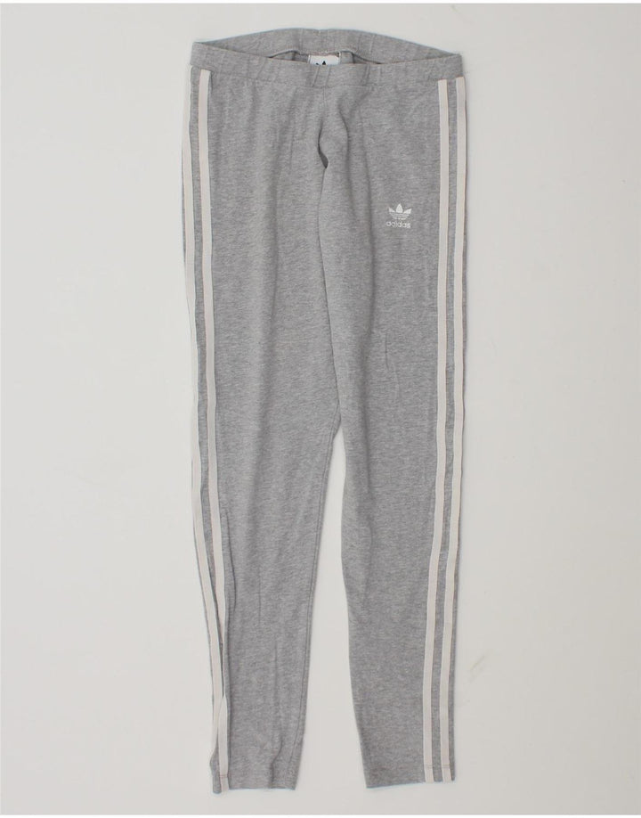 Leggings Adidas Femininas UK 10 Pequenas Cinza Algodão