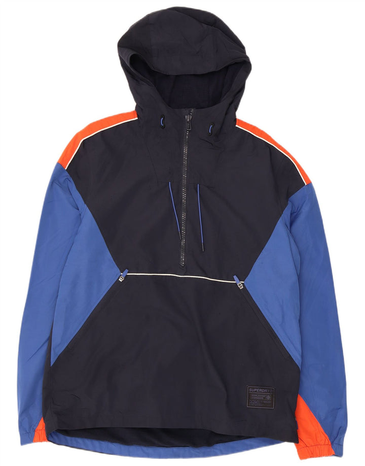 Jaqueta anorak masculina SUPERDRY com capuz Reino Unido 38 bloco colorido azul marinho médio