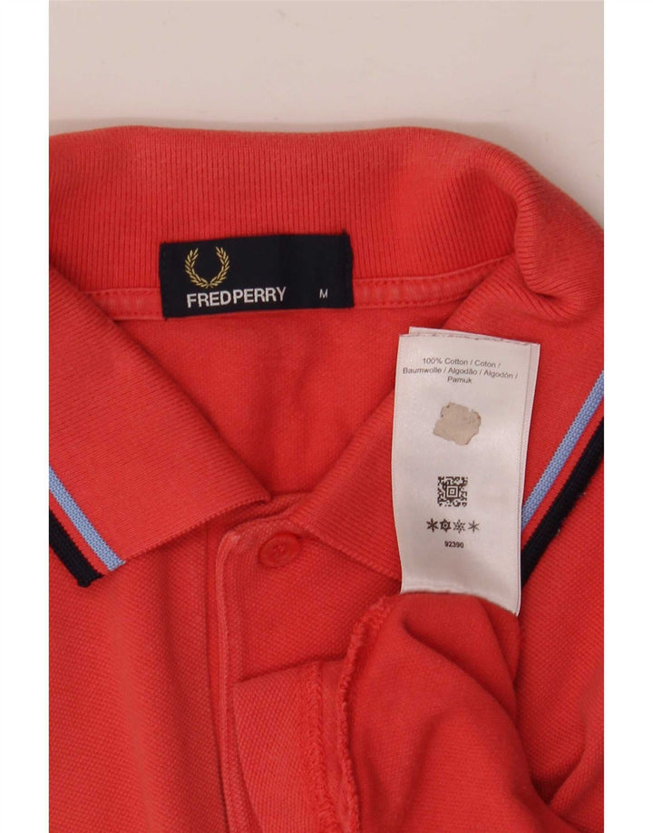 Camisa polo masculina Fred Perry de algodão listrado vermelho médio