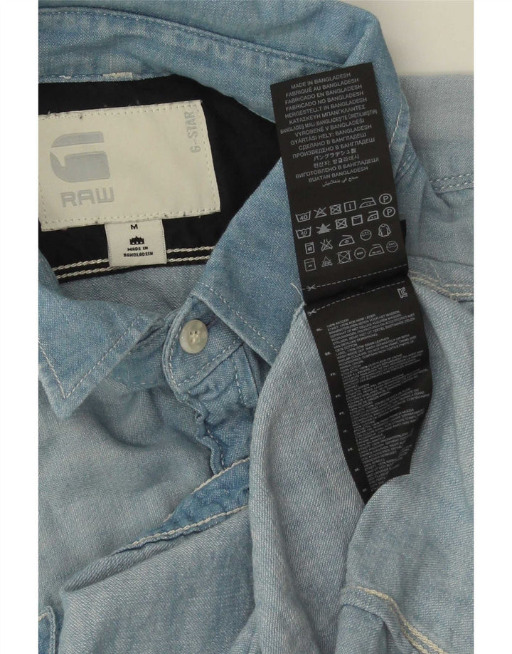 Camisa jeans masculina G-Star de algodão azul médio