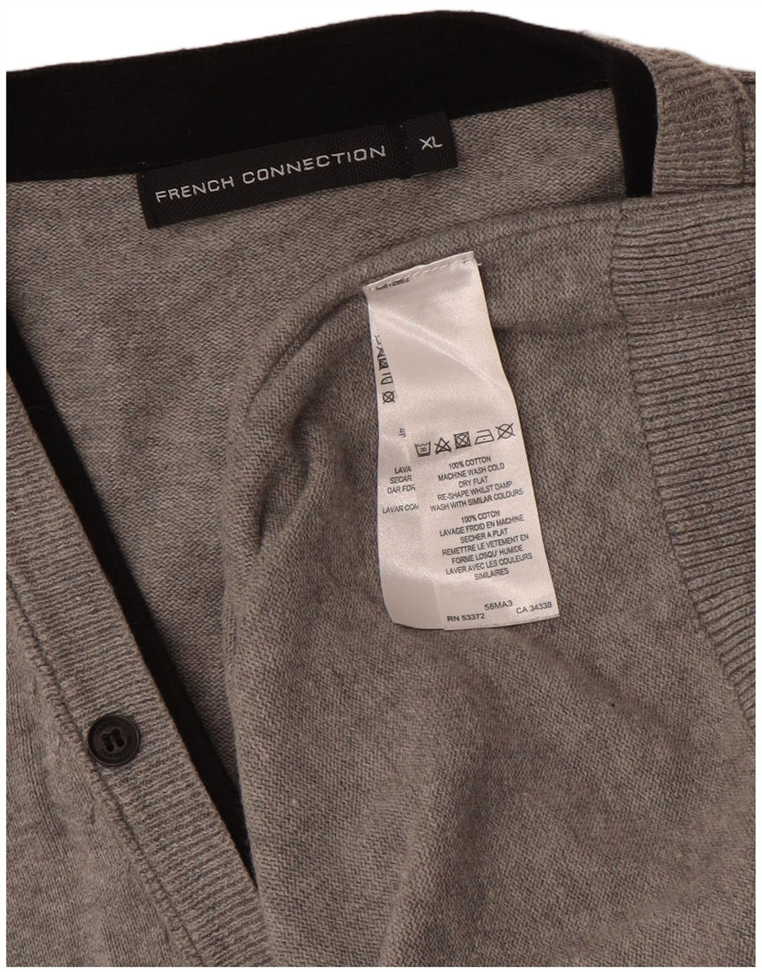 Suéter Cardigan Masculino French Connection XL Algodão Cinza