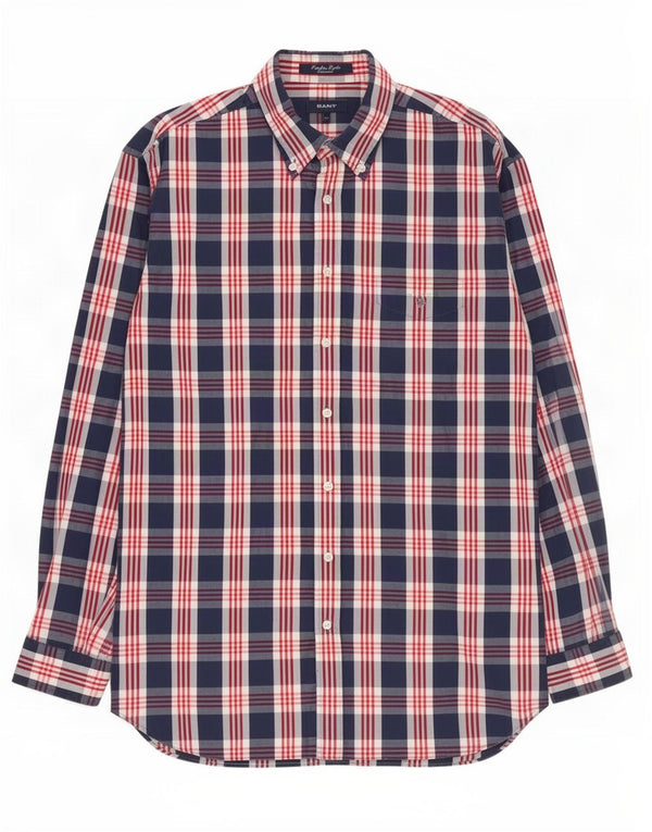 Camisa masculina Gant Regular Fit XL algodão xadrez azul marinho