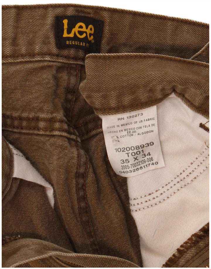Jeans retos masculinos Lee W35 L34 algodão cáqui