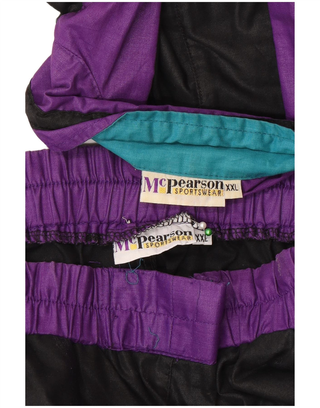 Fato de treino feminino vintage gráfico completo UK 20 2XL preto colorblock poliéster
