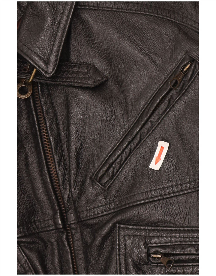 Jaqueta de couro masculina vintage UK 38 média preta