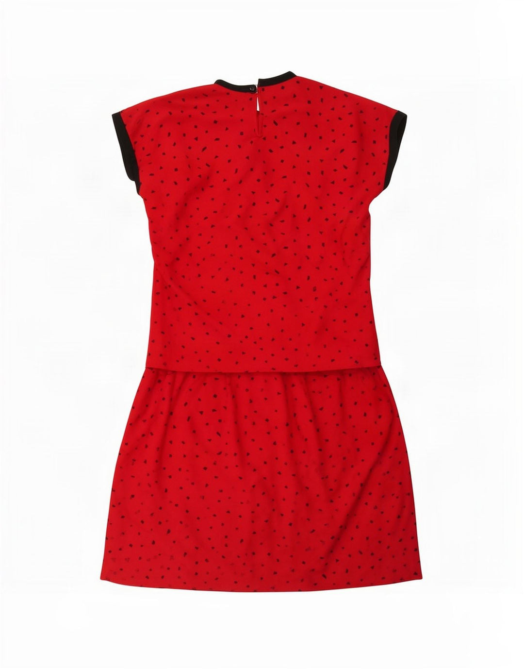 Conjunto de saia feminina St Michael de 2 peças Reino Unido 10 pequeno W26 poliéster manchado vermelho