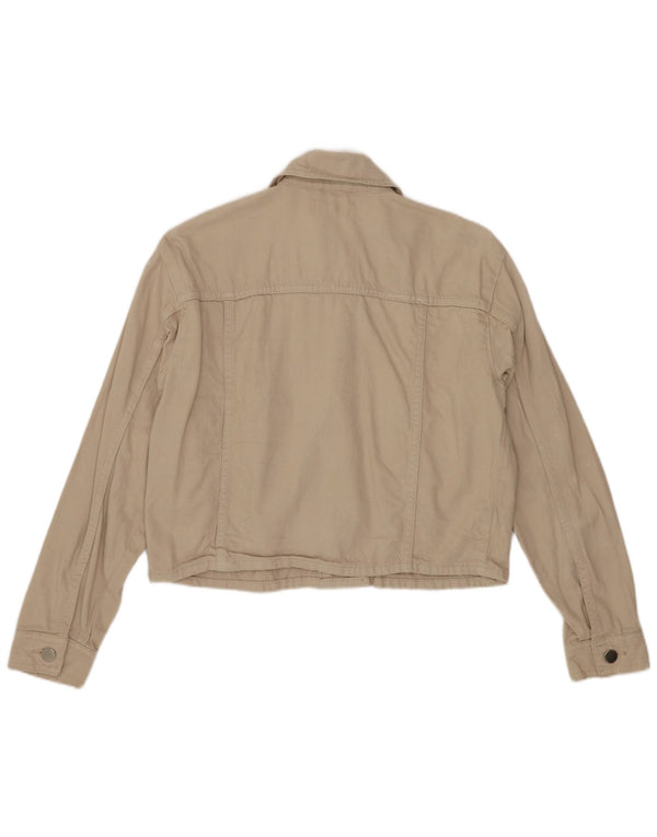 Jaqueta bomber feminina Topshop Petite Crop de grandes dimensões Reino Unido 6 XS algodão bege