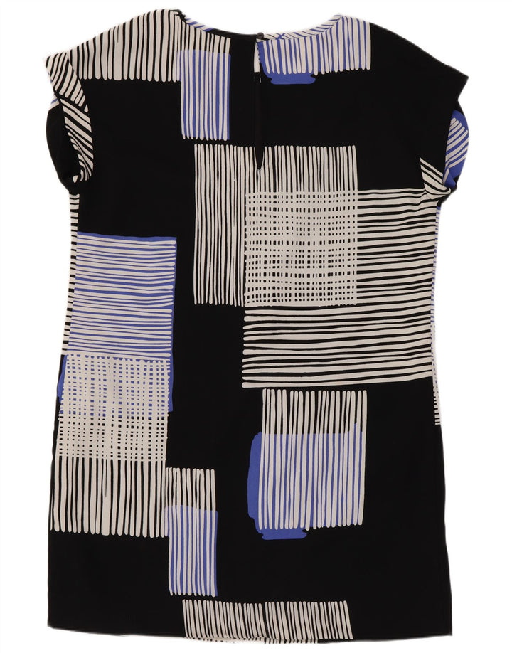 Próximo Vestido Shift Feminino UK 14 Grande Poliéster Geométrico Preto