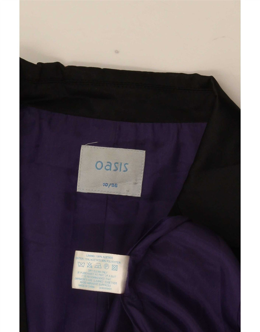 Jaqueta Blazer Feminina Oasis com 1 Botão Reino Unido 10 Pequeno Acetato Preto