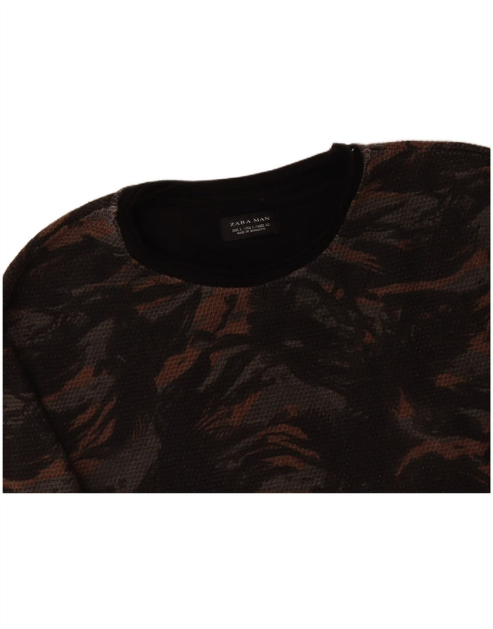 ZARA moletom masculino jumper grande algodão camuflado multicolorido