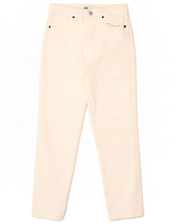 Calça jeans feminina cintura alta Zara EU 36 XS W26 L27 algodão branco