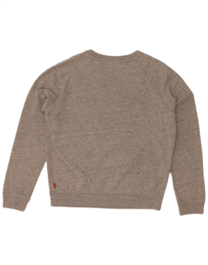 Suéter oversized feminino Levi's UK 10 pequeno algodão manchado cinza