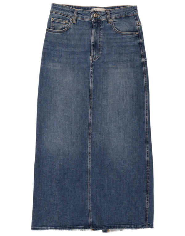 Saia jeans feminina maxi cintura alta Zara médio W28 azul