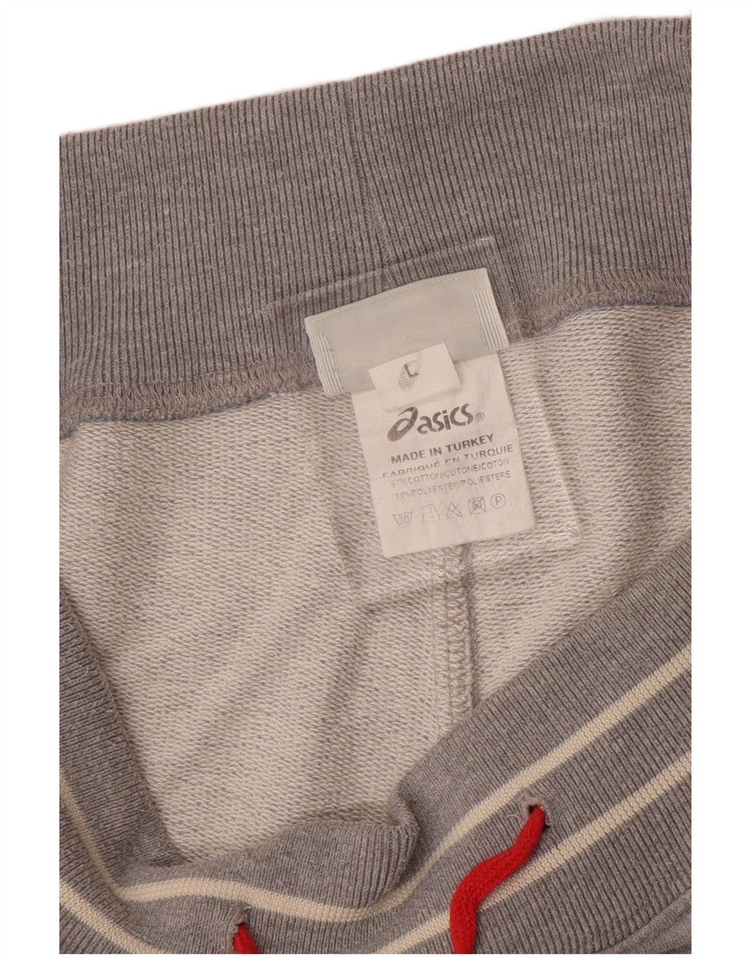 Calça de treino masculina ASICS grande algodão manchado cinza