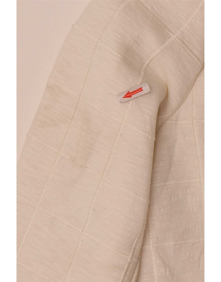 Cos Womens Top Manga Longa UK 14 Poliéster Xadrez Branco Médio