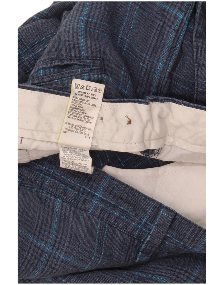 Shorts chino masculino MARKS & SPENCER W40 XL azul marinho xadrez linho