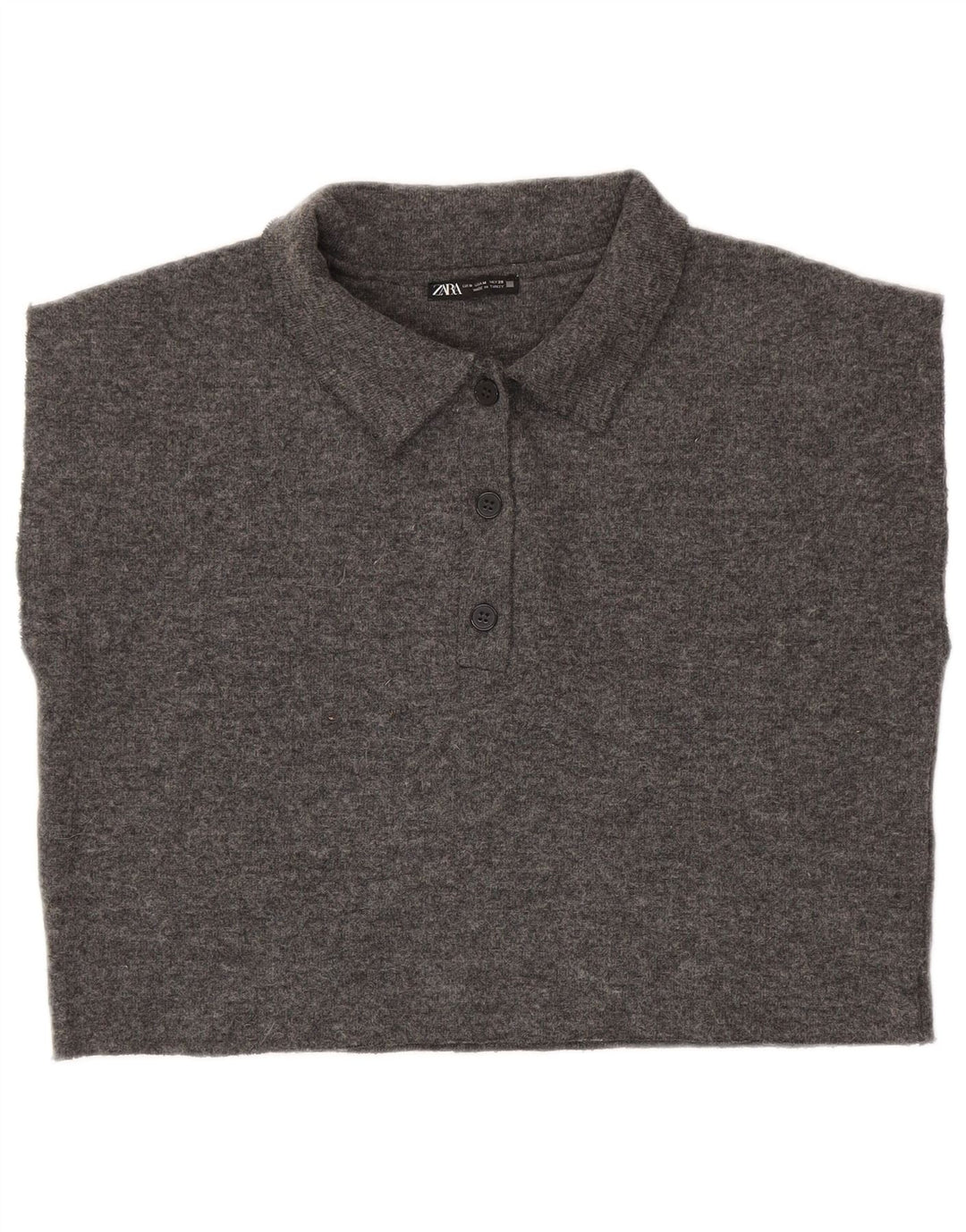 Camisa polo feminina sem mangas Zara UK 14 poliéster cinza médio