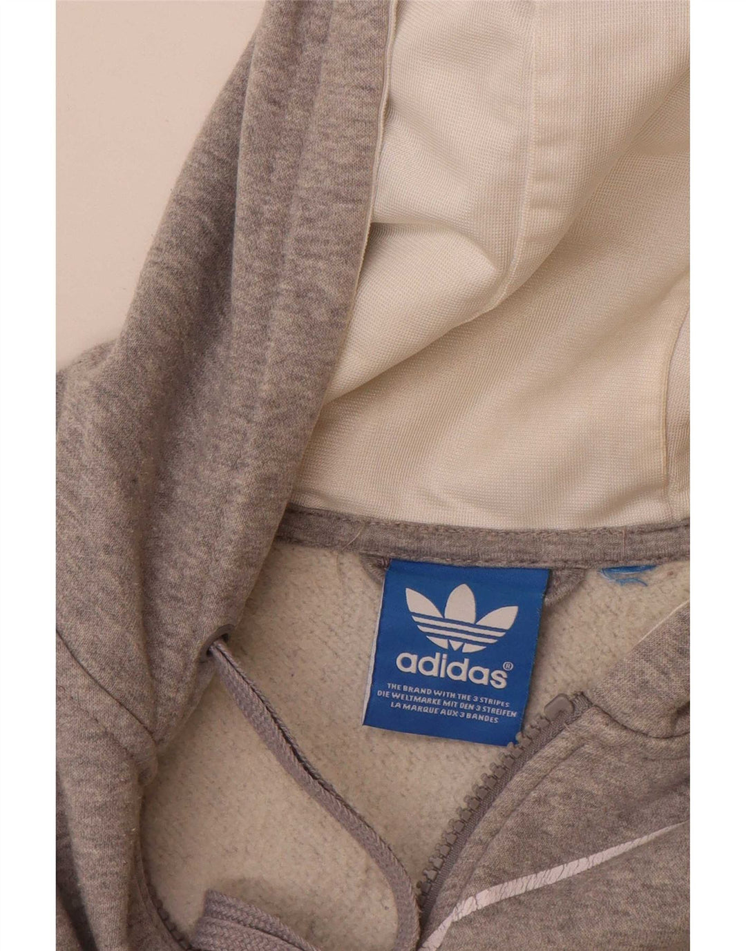 Suéter Adidas masculino com capuz com zíper gráfico XL cinza