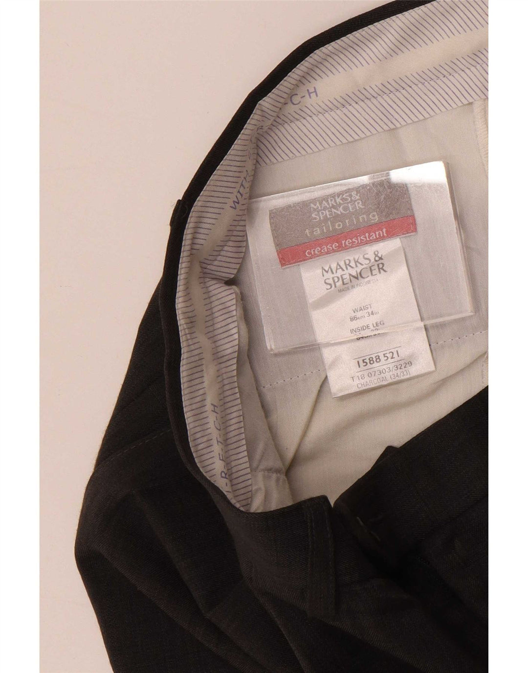 Calça masculina Marks & Spencer Pegged Suit W34 L33 cinza poliéster