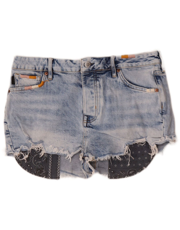 Superdry Womens Distressed Denim Hot Pants W32 Grande Algodão Azul
