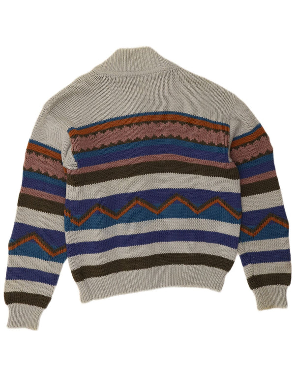 Suéter Cardigan Masculino Vintage XL Listrado Multicolorido