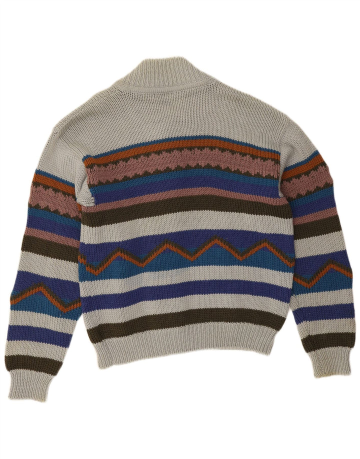 Suéter Cardigan Masculino Vintage XL Listrado Multicolorido
