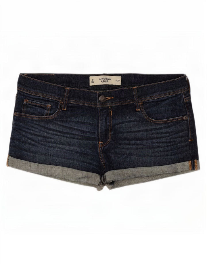Shorts jeans feminino Abercrombie & Fitch US 8 médio W29 azul marinho